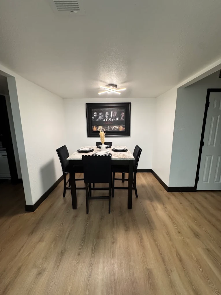 Prepared Airbnb dining area for guest turnover