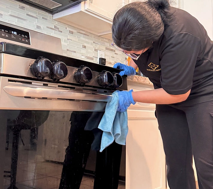 Residential cleaning detail in a living space