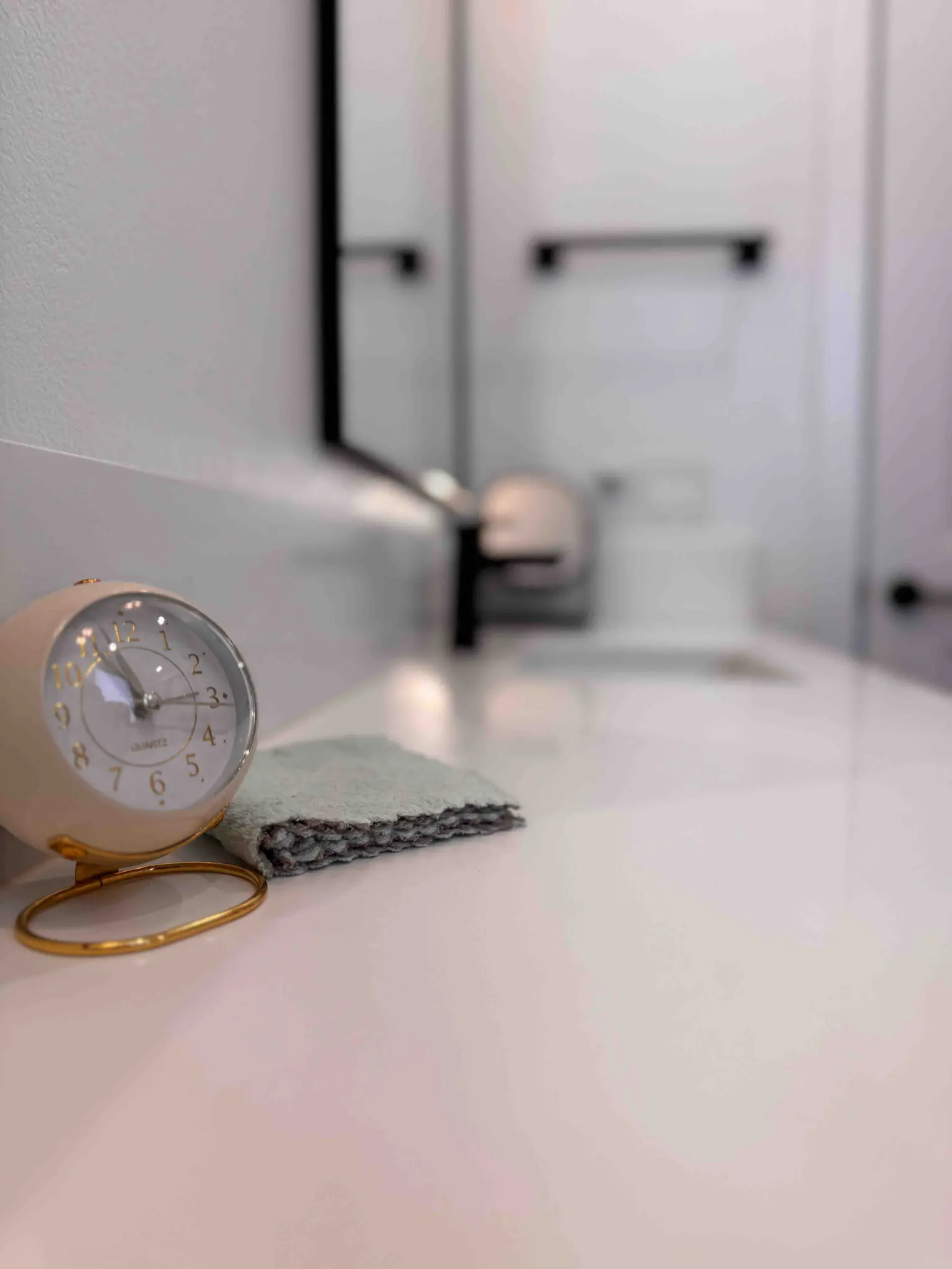 Clean bathroom vanity detail